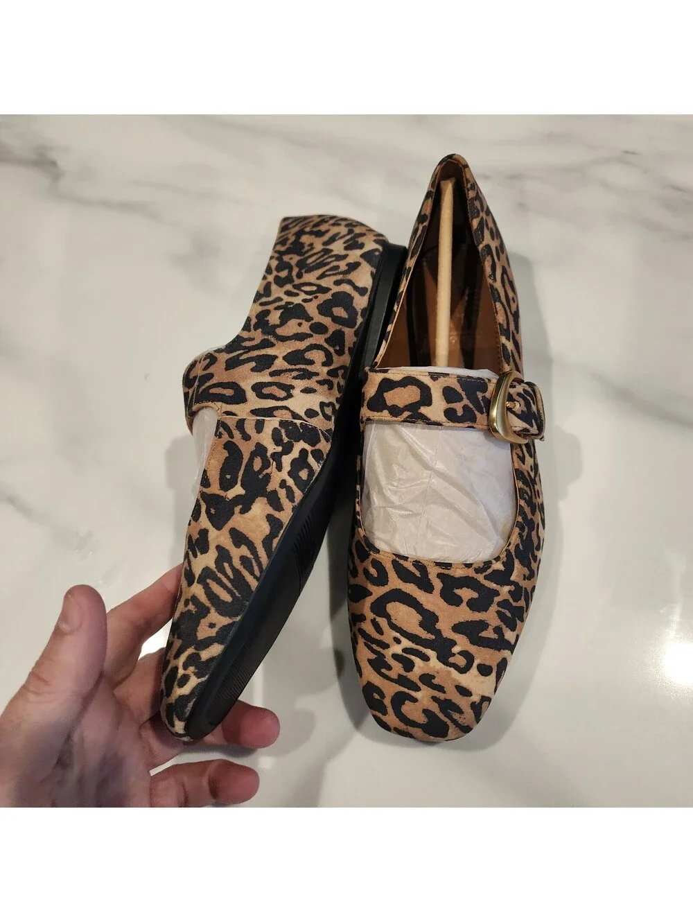 NEW Naturalizer Cosmic Leopard Suede Mary Jane Flats Square Toe Size 8.5M NWOB
